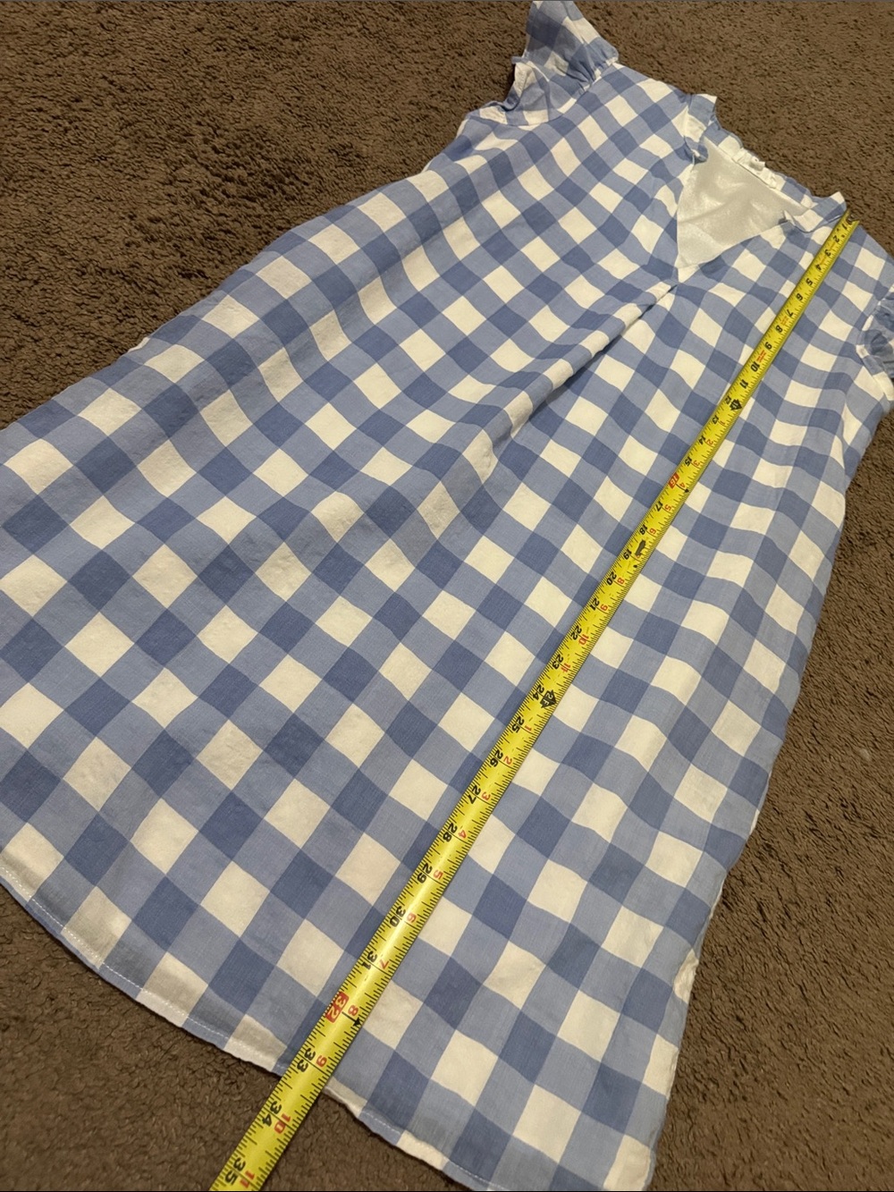 Like New-THML Dresz-Blue & White Gingham Check-Cotton/Rayon Blend-S-Lined-V Neck - Picture 11 of 14